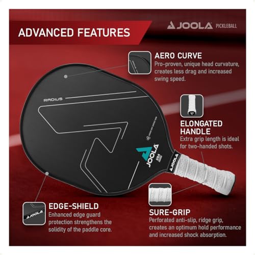51huvz36 5l 1.jpg JOOLA Radius Pro Pickleball Paddle - Textured Grip for Spin and Control, 16mm Honeycomb Core, Largest Sweetspot