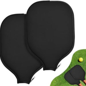 Pickleball Paddle Covers Universal Size Black - Durable Neoprene Storage Bag, 8.6 x 1|2 Inches Zippered Case (Black) P