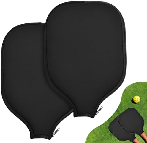 Pickleball Paddle Covers Universal Size Black - Durable Neoprene Storage Bag, 8.6 x 1|2 Inches Zippered Case (Black) P