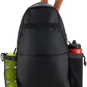 Water-Resistant Slingshot Pickleball Bag for 3 Paddles - Black, 18L | Lightweight Durable Pickleball Bag with Fence Hoo