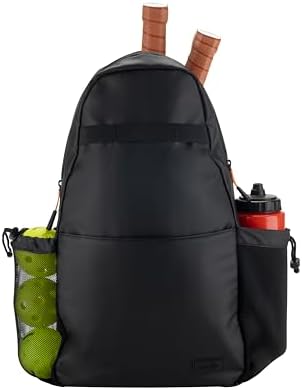 Water-Resistant Slingshot Pickleball Bag for 3 Paddles - Black, 18L | Lightweight Durable Pickleball Bag with Fence Hoo