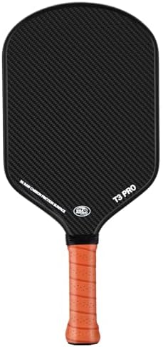 Pickleball Paddle - 3K Raw Carbon Fiber Surface + Carbon Abrasion Surface with High Grit & Spin, Sure-Grip Elongated Han