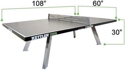 KETTLER Eden Outdoor Table Tennis Table + Galvanized Steel Legs + Permanent Net & Post System
