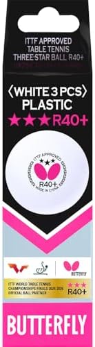 Butterfly R40 Table Tennis Balls - 40mm White Ping Pong Ball - 3 Pack