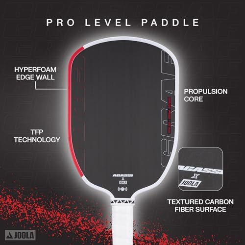JOOLA Agassi PRO IV Pickleball Paddle - Carbon Fiber Surface Increases Spin & Control - UPA-A Certified - SK Film for Po