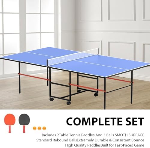 Professional Ping Pong Table for Indoor & Outdoor Games (Mid-Size, Foldable & Portable, Blue, 8FT) Foldable & Portable M