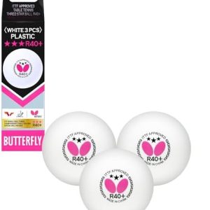 Butterfly R40 Table Tennis Balls - 40mm White Ping Pong Ball - 3 Pack
