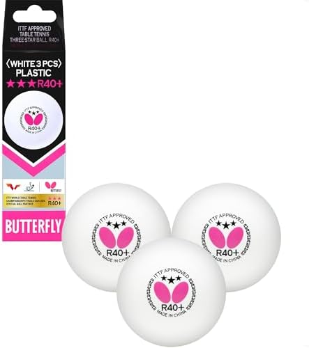 Butterfly R40 Table Tennis Balls - 40mm White Ping Pong Ball - 3 Pack