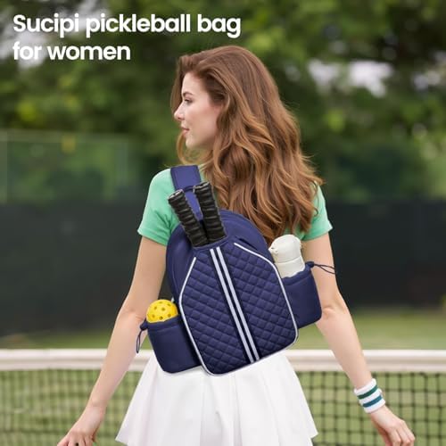 Sucipi Lightweight Pickleball Bags for Women Stylish Quilted Pickleball Paddle Sling Bag Backpack Sucipi Women Lightweig