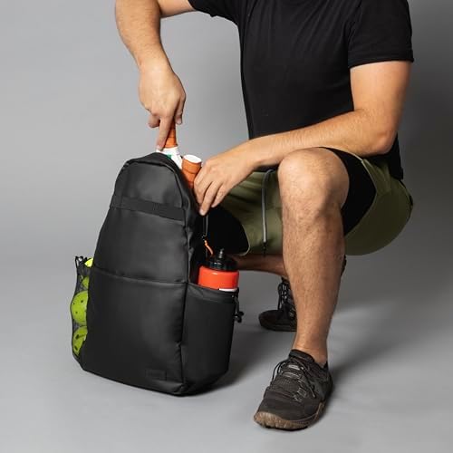 Water-Resistant Slingshot Pickleball Bag for 3 Paddles - Black, 18L | Lightweight Durable Pickleball Bag with Fence Hoo