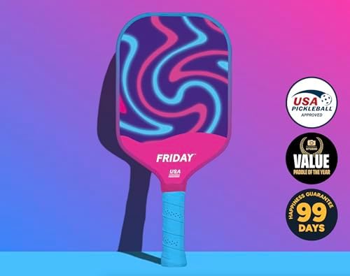 Friday Pickleball Paddle - Durable Carbon Fiber, USA Pickleball Approved, Gritty Surface for Spin