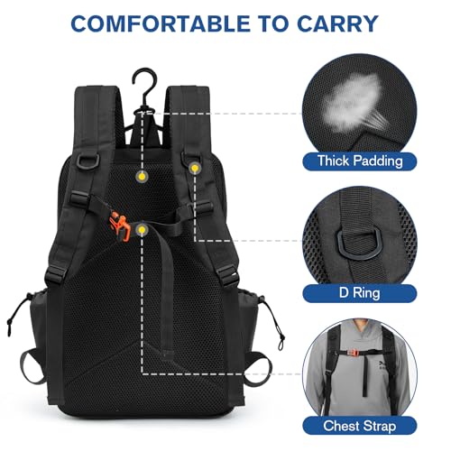 G4Free Black Pickleball Bag for Men and Women Fits 2 to 6 Paddles Large Backpack with Fence Hook - Image 5