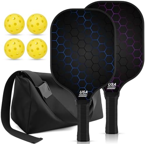 T300 Carbon Fiber Lightweight Pickleball Paddles Set of 2 for Beginner Intermediate Pro Gifts
