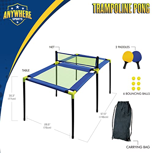 Anywhere Sports Portable Trampoline Ping Pong Table Tennis Game for Kids Indoors and Outdoors Includes Paddles and Balls - Image 2
