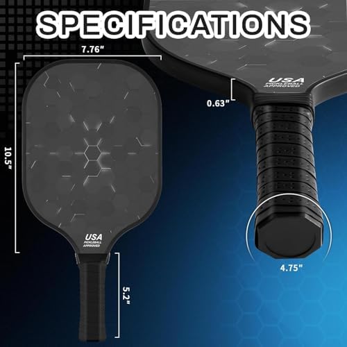 T300 Carbon Fiber Lightweight Pickleball Paddles Set of 2 for Beginner Intermediate Pro Gifts