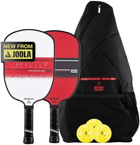 JOOLA Agassi PRO IV Pickleball Paddle - Carbon Fiber Surface Increases Spin & Control - UPA-A Certified - SK Film for Po