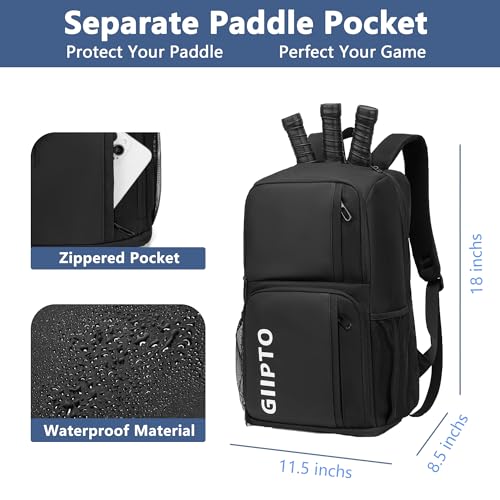 Pickleball Bag for Women Large Pickle Ball Backpack with Shoe Compartment and Fence Hook Fits 4 to 10 Paddles
Pickleball - Image 4