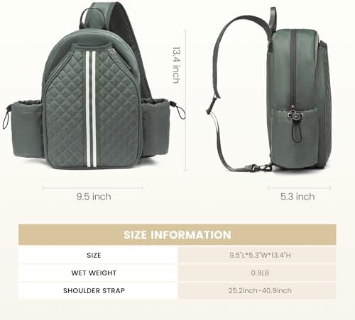 Sucipi Lightweight Pickleball Bags for Women Stylish Quilted Pickleball Paddle Sling Bag Backpack Sucipi Women Lightweig