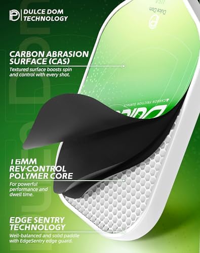 Dulce Dom Pickleball Paddles Set of 4 - USAPA Approved, Fiberglass/Carbon Fiber Pickleball Rackets, Perfect for Beginner