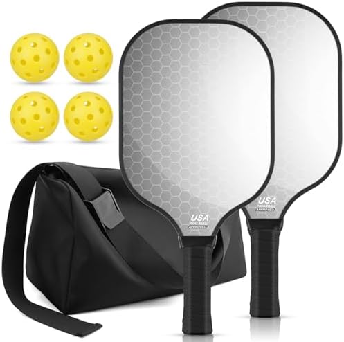T300 Carbon Fiber Lightweight Pickleball Paddles Set of 2 for Beginner Intermediate Pro Gifts