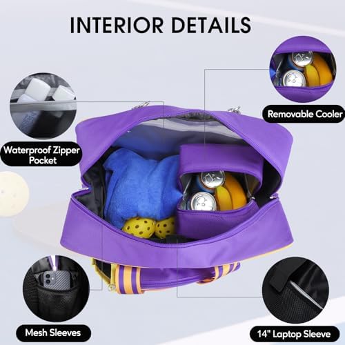 Pickleball Bags for Women & Men | Insulated Drink Cooler Bag with Fence Hooks | High-Quality Pickleball Gift Picks - Image 22