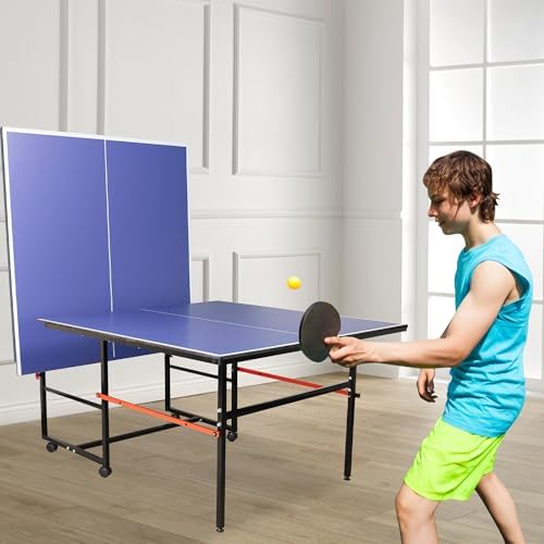Professional Ping Pong Table for Indoor & Outdoor Games (Mid-Size, Foldable & Portable, Blue, 8FT) Foldable & Portable M
