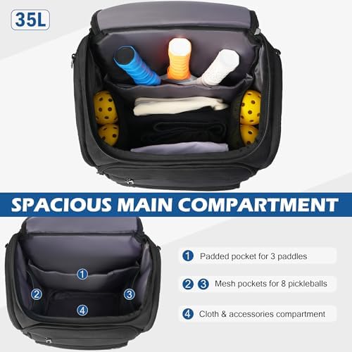 Pickleball Bag Backpack for Men and Women Fits 4+ Paddles SEO Title: Pickleball Bag Backpack for Men and Women: Fits 4+