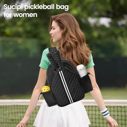 Sucipi Lightweight Pickleball Bags for Women Stylish Quilted Pickleball Paddle Sling Bag Backpack Sucipi Women Lightweig