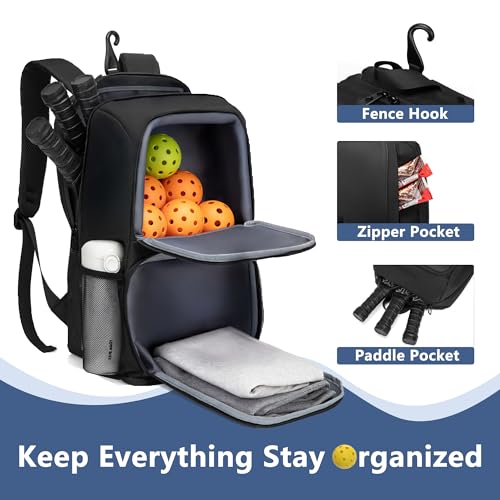 Pickleball Bag for Women Large Pickle Ball Backpack with Shoe Compartment and Fence Hook Fits 4 to 10 Paddles
Pickleball - Image 3