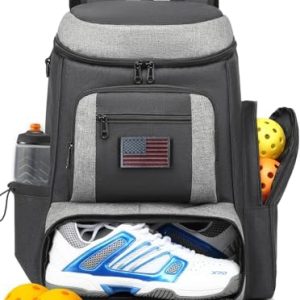 HAMBOLY Pickleball Bag for Men & Women, Large Pickleball Backpack with Shoes Compartment and Cooler, Fence Hook Design