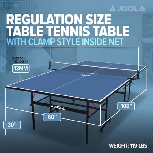 JOOLA Professional Indoor Ping Pong Table with Quick Clamp Net for Quick Assembly and Single Player Mode - Tournament Q