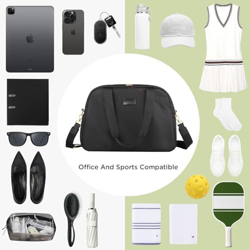 CHICECO Large Black Pickleball Bags - Stylish Paddle Bag for Women with Adjustable Strap, 2-4 Paddles and Shoes