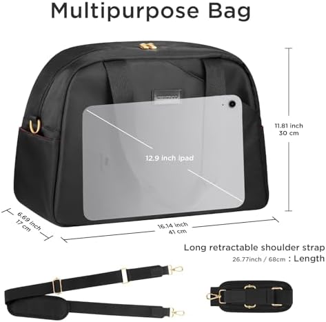 CHICECO Large Black Pickleball Bags - Stylish Paddle Bag for Women with Adjustable Strap, 2-4 Paddles and Shoes