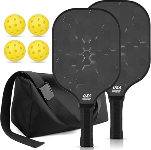 T300 Carbon Fiber Lightweight Pickleball Paddles Set of 2 for Beginner Intermediate Pro Gifts