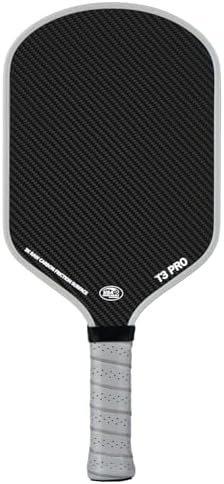 Pickleball Paddle - 3K Raw Carbon Fiber Surface + Carbon Abrasion Surface with High Grit & Spin, Sure-Grip Elongated Han