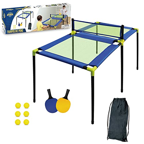 Anywhere Sports Portable Trampoline Ping Pong Table Tennis Game for Kids Indoors and Outdoors Includes Paddles and Balls