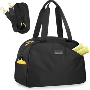CHICECO Large Black Pickleball Bags - Stylish Paddle Bag for Women with Adjustable Strap, 2-4 Paddles and Shoes