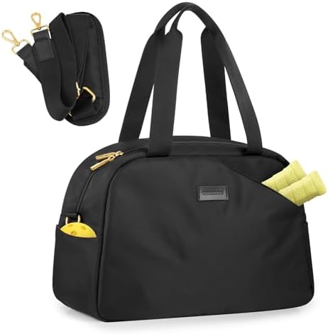 CHICECO Large Black Pickleball Bags - Stylish Paddle Bag for Women with Adjustable Strap, 2-4 Paddles and Shoes