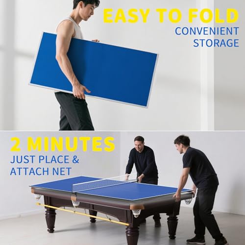 8X4 FT Ping Pong Table Top for Billiard and Pool Tables - Indoor Conversion Top with Net & Premium Foam Padding - Ideal - Image 6