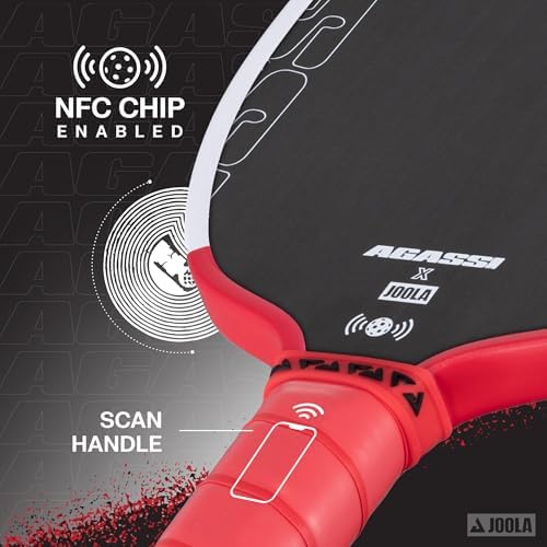 JOOLA Agassi PRO IV Pickleball Paddle - Carbon Fiber Surface Increases Spin & Control - UPA-A Certified - SK Film for Po