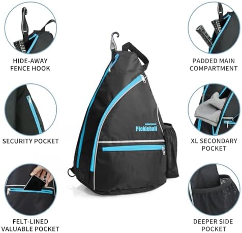 Mangrove Men's & Women's Pickleball Backpack, Adjustable Sling Bag w/Fence Hook, Large Capacity Safety Pocket