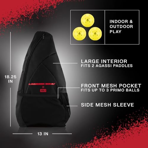 JOOLA Agassi PRO IV Pickleball Paddle - Carbon Fiber Surface Increases Spin & Control - UPA-A Certified - SK Film for Po