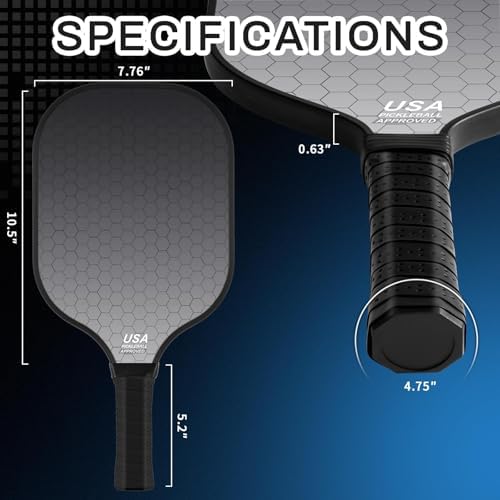 T300 Carbon Fiber Lightweight Pickleball Paddles Set of 2 for Beginner Intermediate Pro Gifts