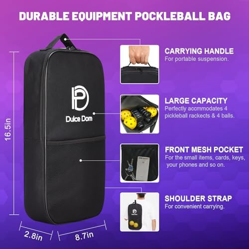 Dulce Dom Pickleball Paddles Set of 4 - USAPA Approved, Fiberglass/Carbon Fiber Pickleball Rackets, Perfect for Beginner