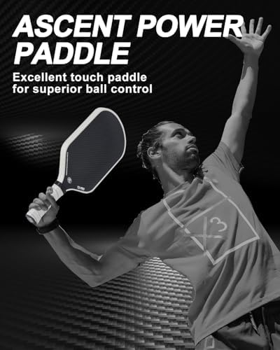 Pickleball Paddle - 3K Raw Carbon Fiber Surface + Carbon Abrasion Surface with High Grit & Spin, Sure-Grip Elongated Han