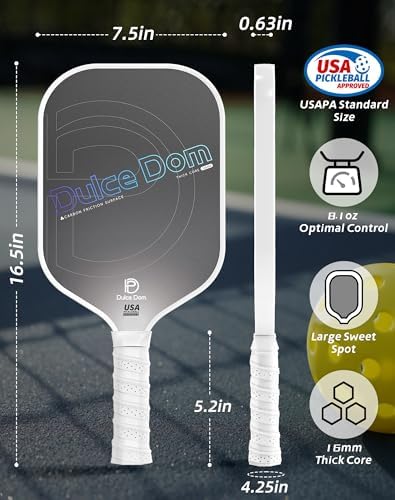 Dulce Dom Pickleball Paddles Set of 4 - USAPA Approved, Fiberglass/Carbon Fiber Pickleball Rackets, Perfect for Beginner