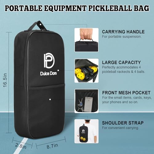 Dulce Dom Pickleball Paddles Set of 4 - USAPA Approved, Fiberglass/Carbon Fiber Pickleball Rackets, Perfect for Beginner