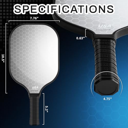 T300 Carbon Fiber Lightweight Pickleball Paddles Set of 2 for Beginner Intermediate Pro Gifts