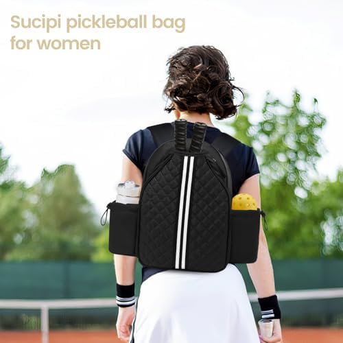 Sucipi Lightweight Pickleball Bags for Women Stylish Quilted Pickleball Paddle Sling Bag Backpack Sucipi Women Lightweig