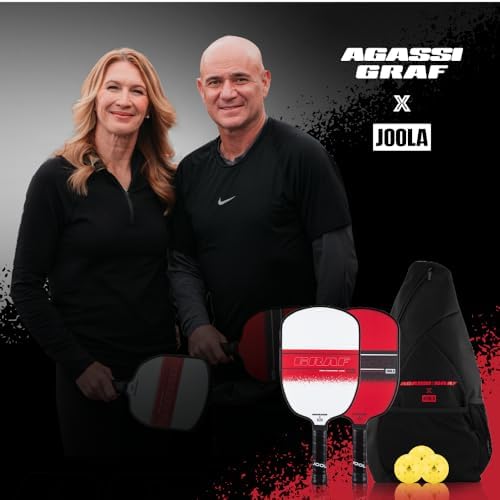 JOOLA Agassi PRO IV Pickleball Paddle - Carbon Fiber Surface Increases Spin & Control - UPA-A Certified - SK Film for Po